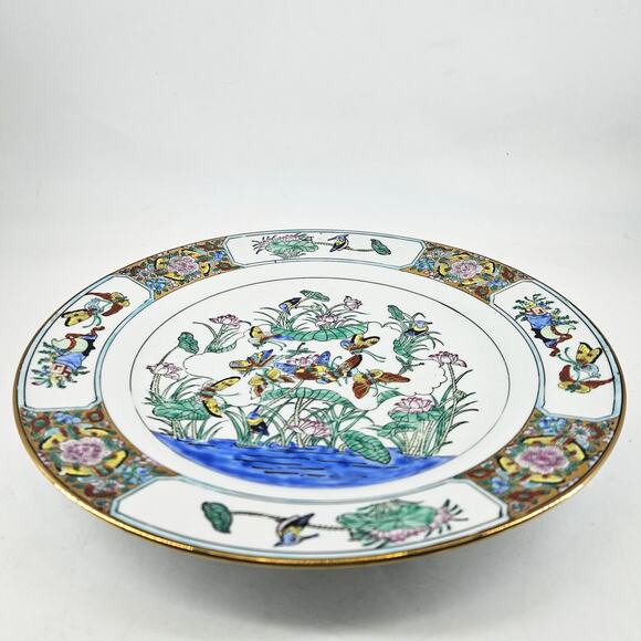 Vintage Japanese Rose Medallion Hand Painted Butterfly Moth Plate - Picture 2 of 3